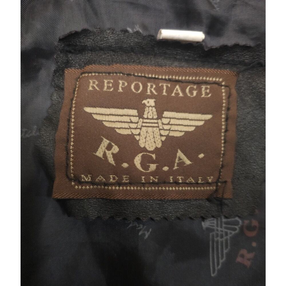 Reportage RGA Italian Leather Moto Rider Jacket Bomber Black Size M - Picture 8 of 9